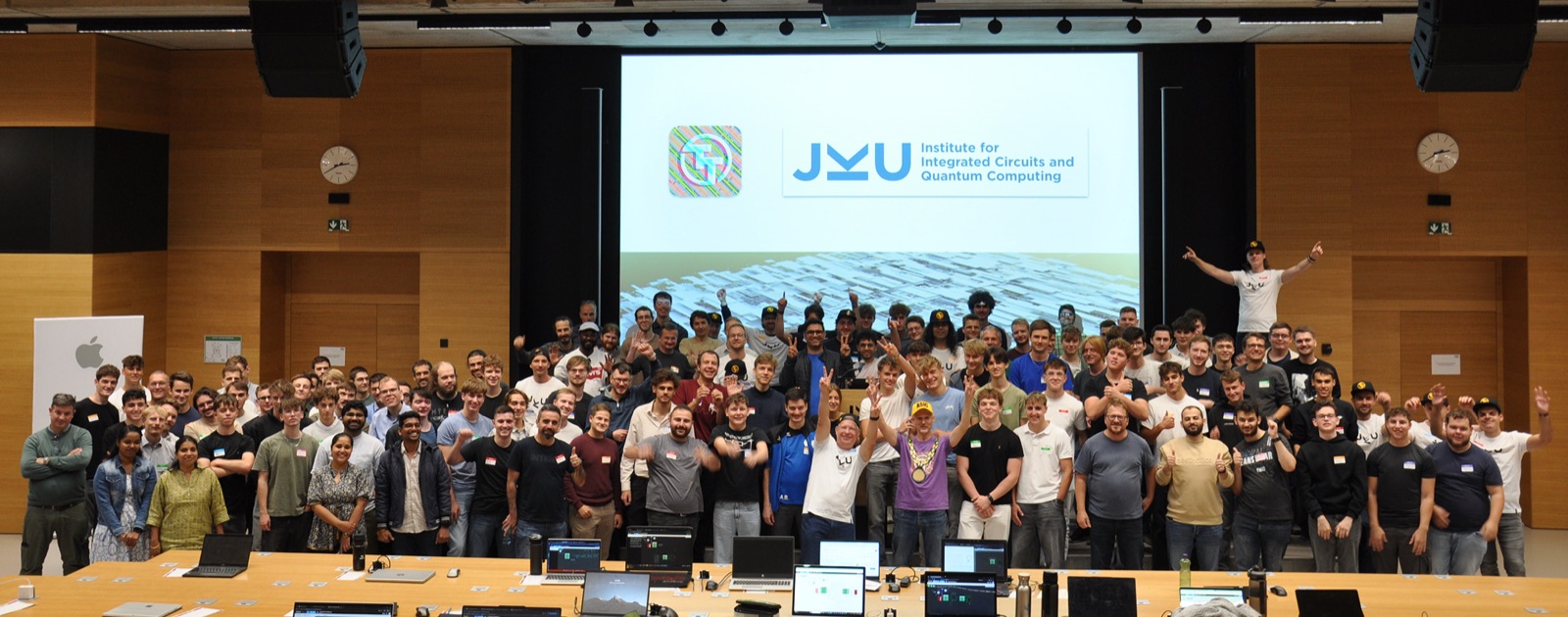 Attendees gathered together at a Tiny Tapeout workshop at JKU Linz